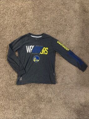 NBA Golden State Warriors Long-Sleeve Tee in Navy and Yellow